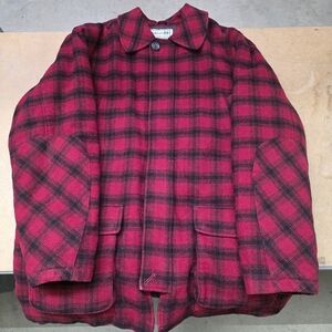 LL Bean Maine Guide Red Black Buffalo Plaid Macinaw  Style Wool Parka XXL